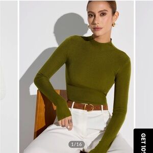 Elegant Olive Mock Neck Sweater